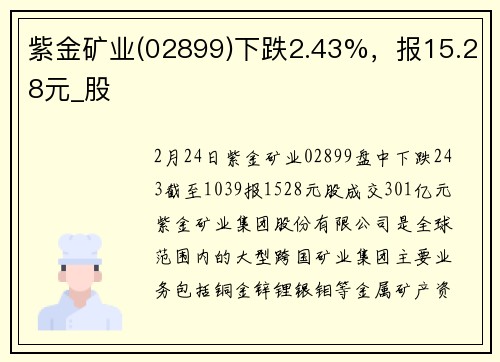 紫金矿业(02899)下跌2.43%，报15.28元_股
