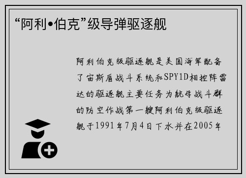 “阿利•伯克”级导弹驱逐舰